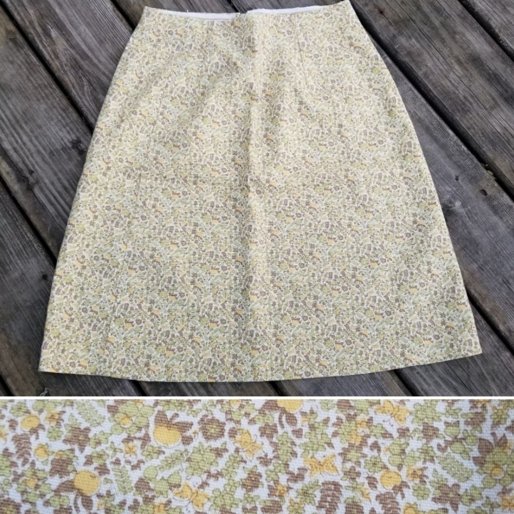 Vintage Union Made 70s Mod Hippie Chic Floral Fruit Print High Waist‎ Mini Skirt
